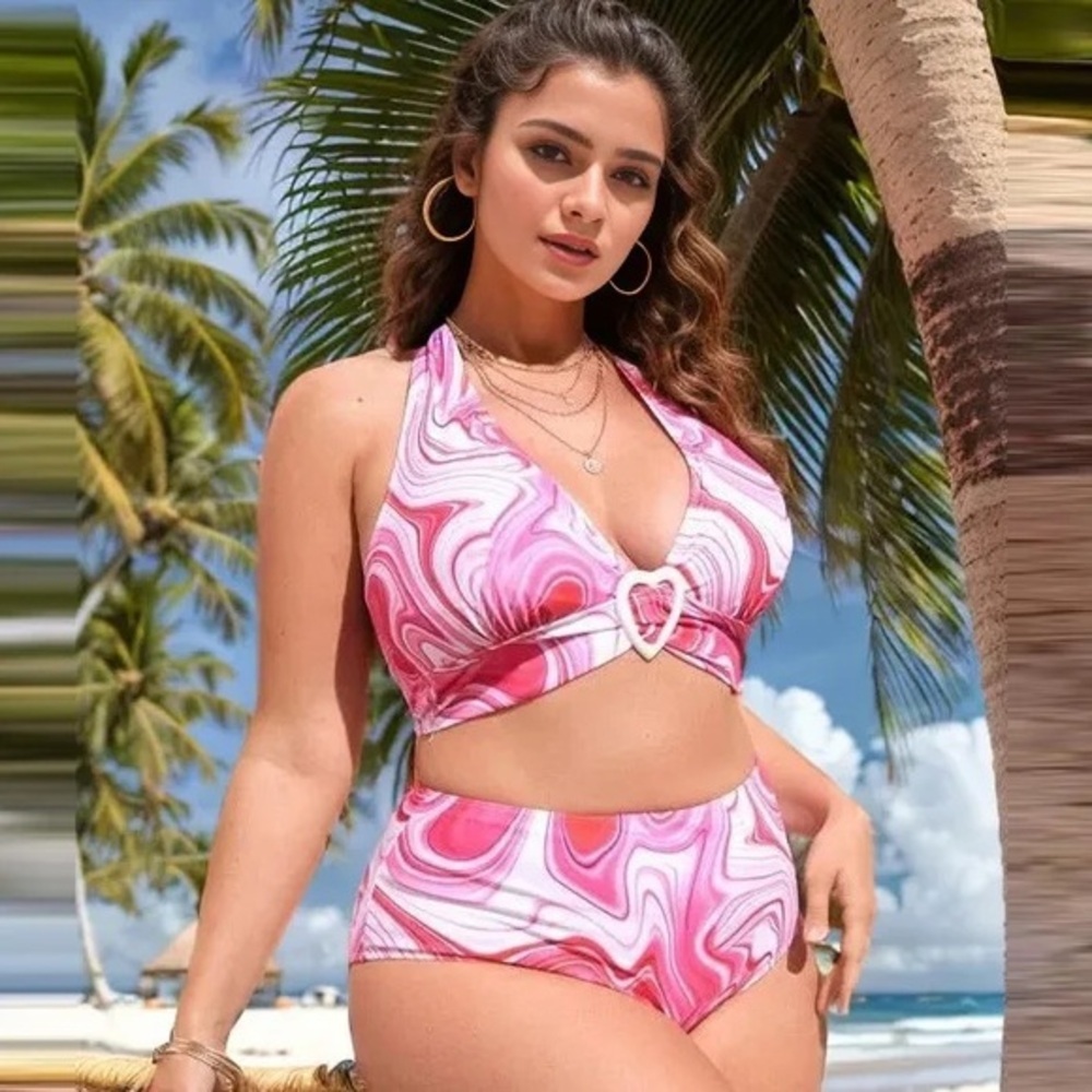 Pink Swirl Women's Halter Bikini Set